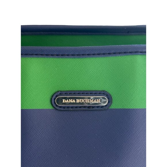 Dana Buchman Womens Blue Green Striped Tote Bag Large Handbag Shoulder Purse - Picture 2 of 16